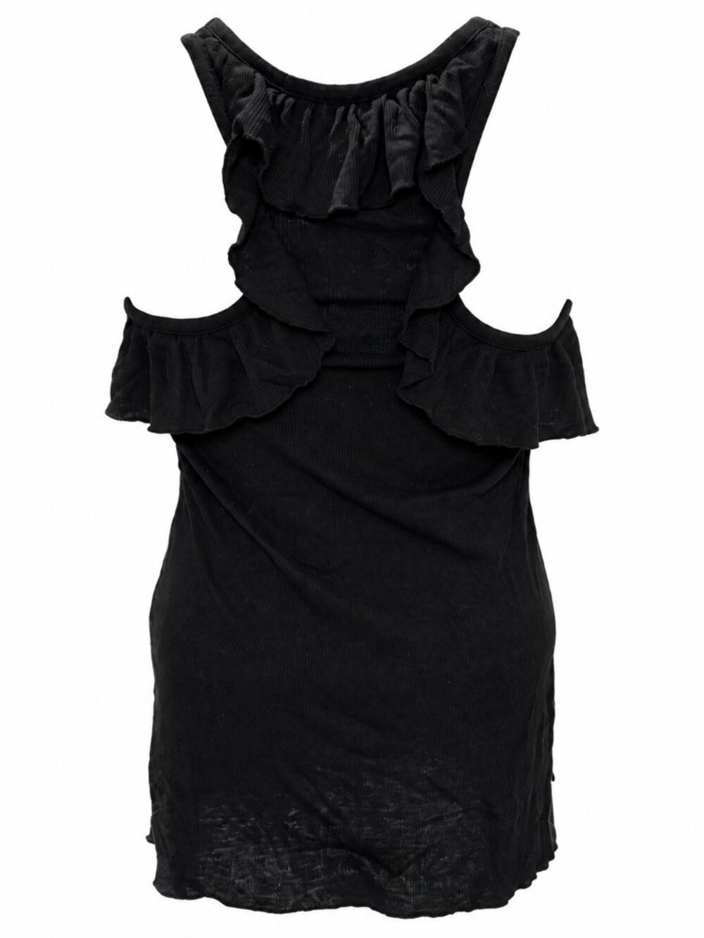 Chaser Black Ruffle-Back Tank Top Size L - Picture 2 of 4
